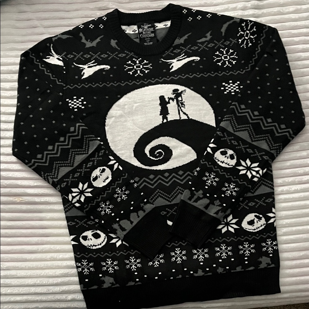 Disney Black and White Nightmare Before Christmas Crewneck Sweater